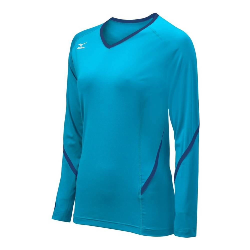 Jerseys Mizuno Techno Generation Long Sleeve Mujer Azules Claro/Azul Marino Baratas SJEF-26571